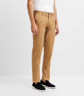 Pantalon chino satin camel