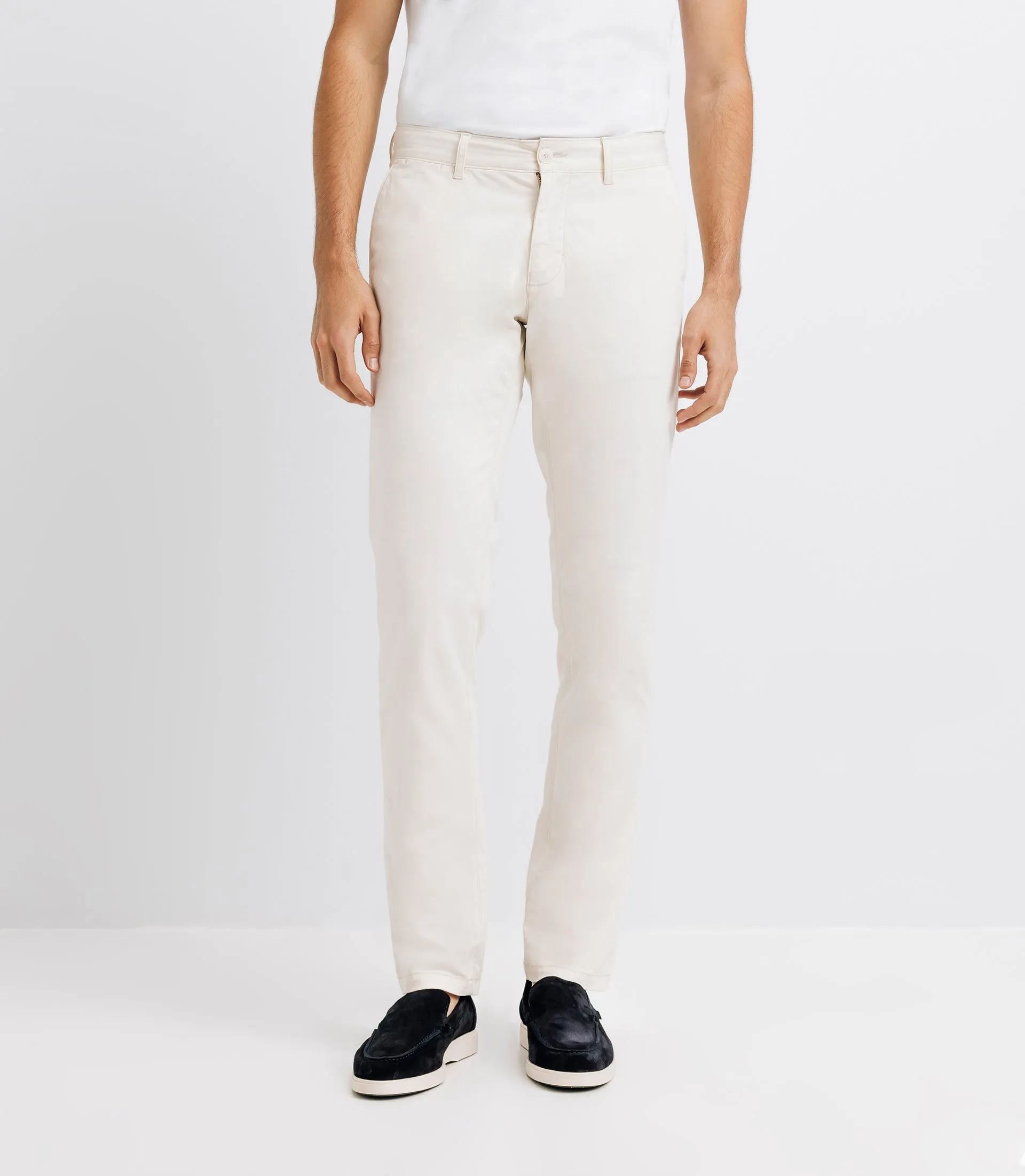 Pantalon chino satin écru