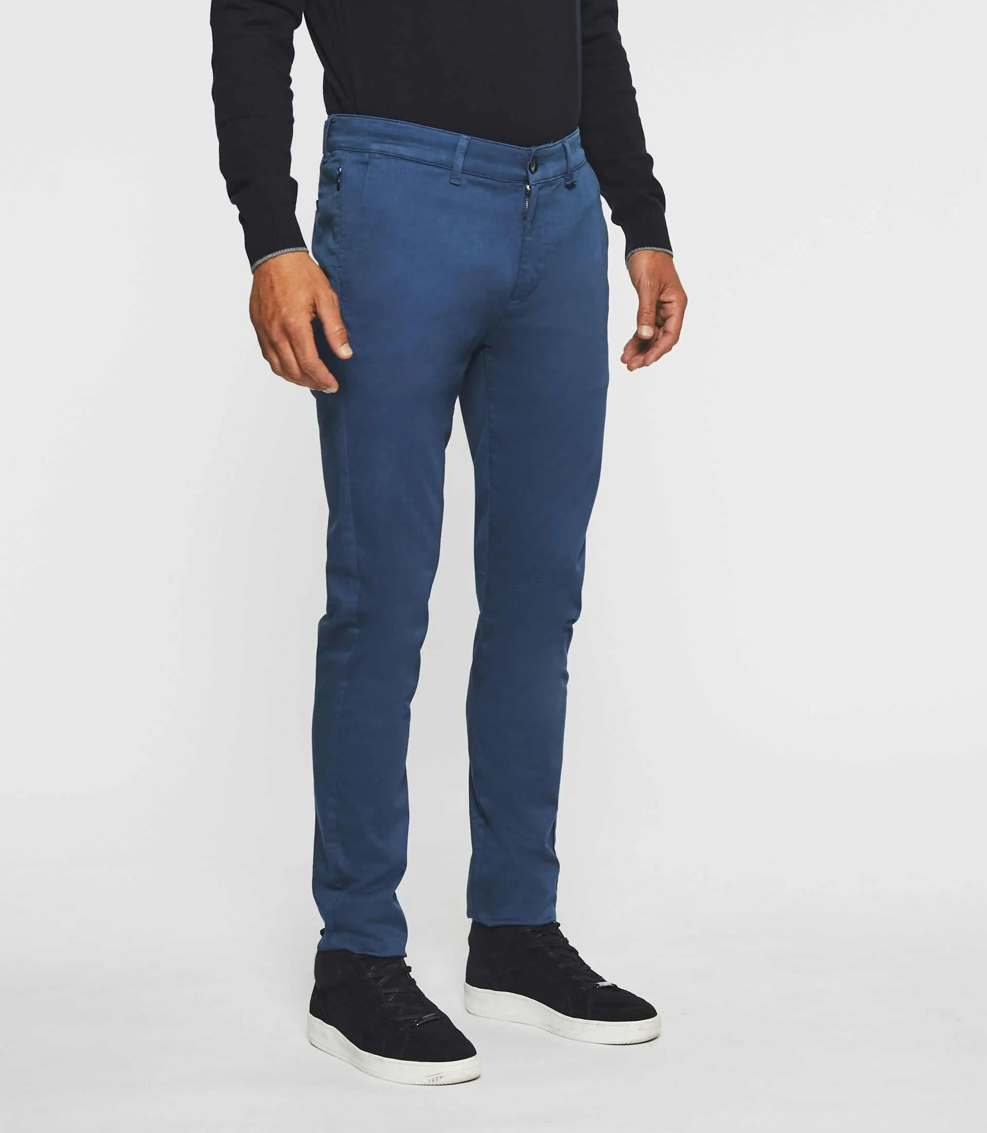 Pantalon chino slim bleu VANAMA