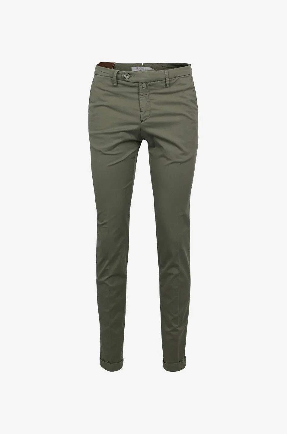 Pantalon chino slim en gabardine à revers