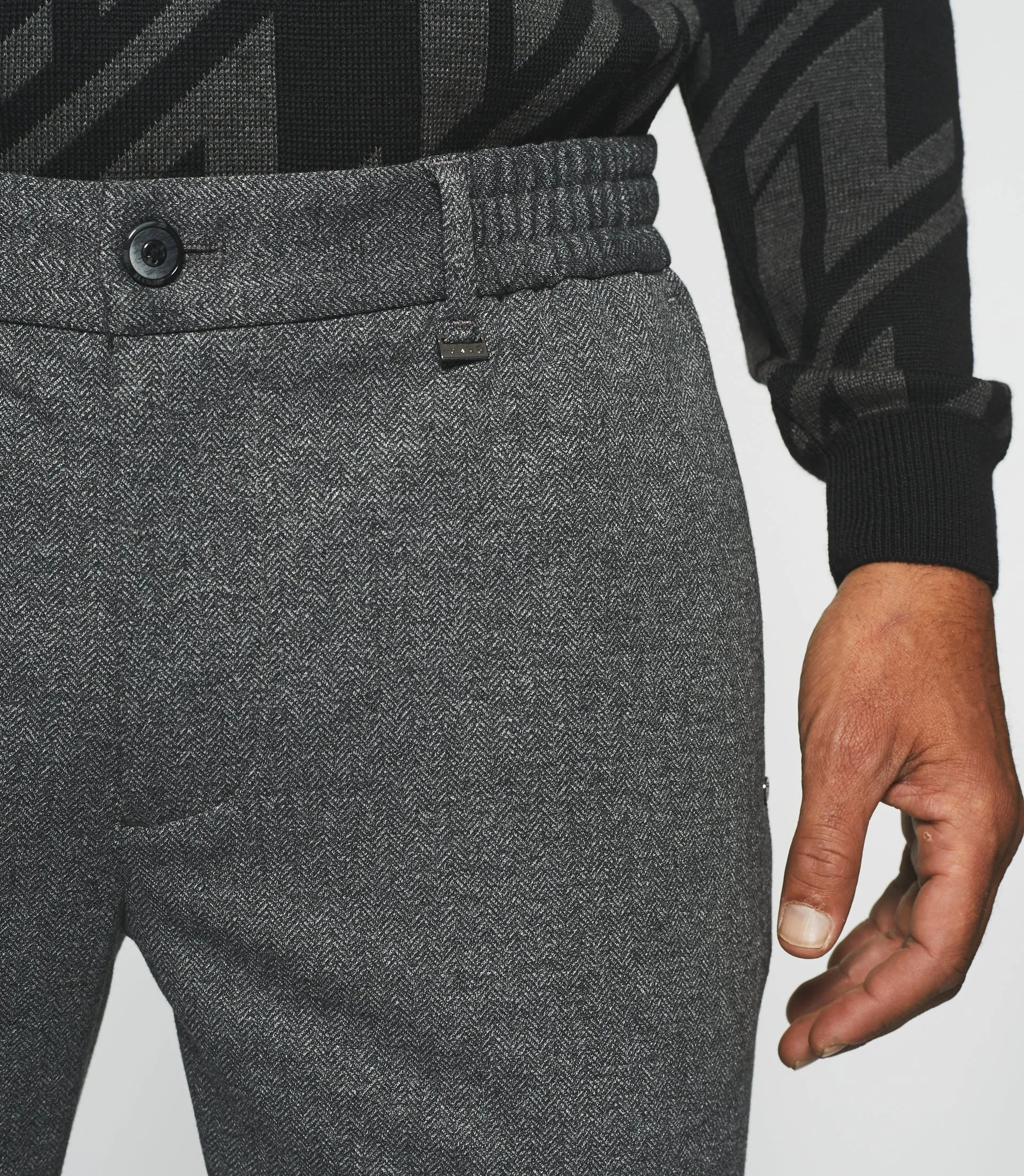 Pantalon Chino taille élastique gris foncé VOLTIGE