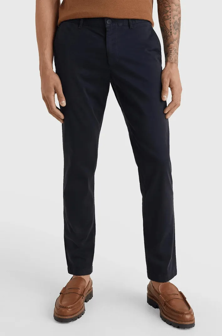 Pantalon chino Tommy Hilfiger slim marine coton bio