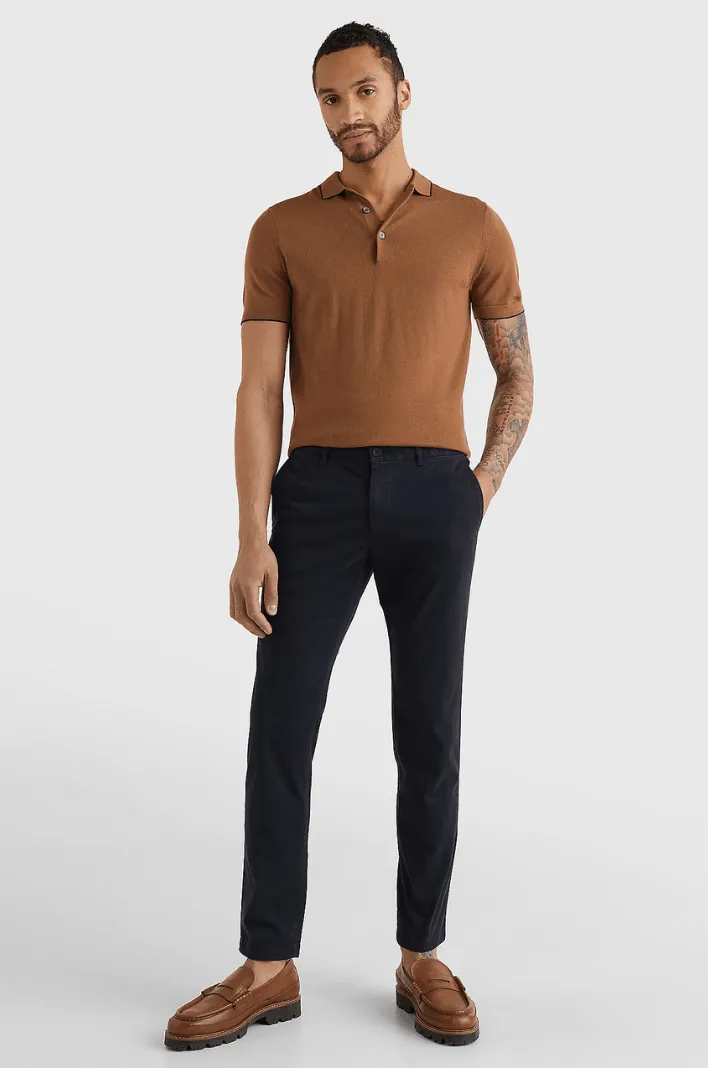 Pantalon chino Tommy Hilfiger slim marine coton bio