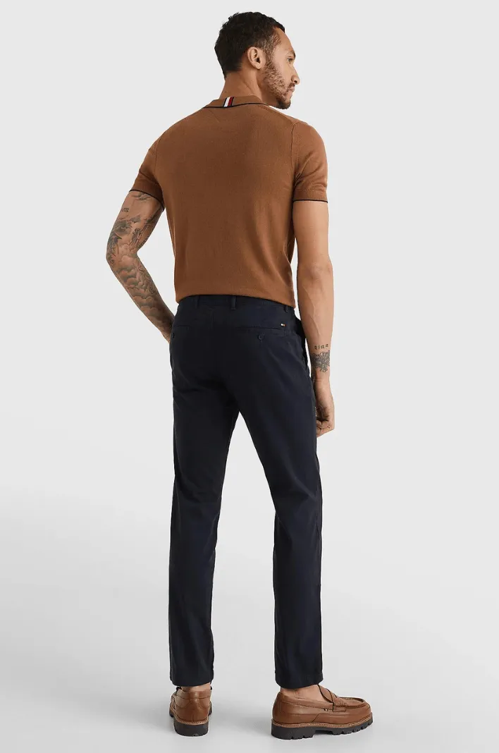 Pantalon chino Tommy Hilfiger slim marine coton bio