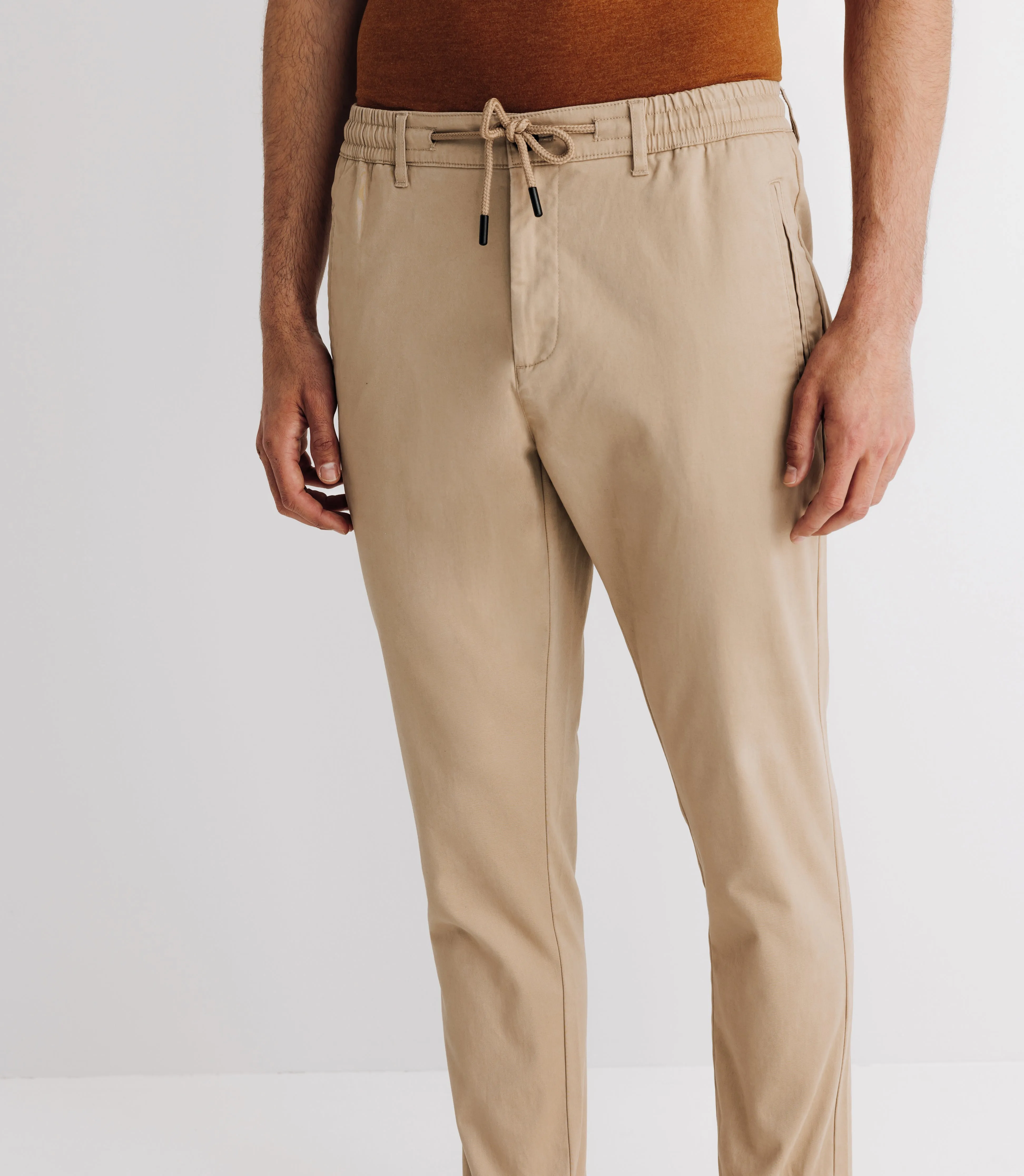 Pantalon chino élastique beige