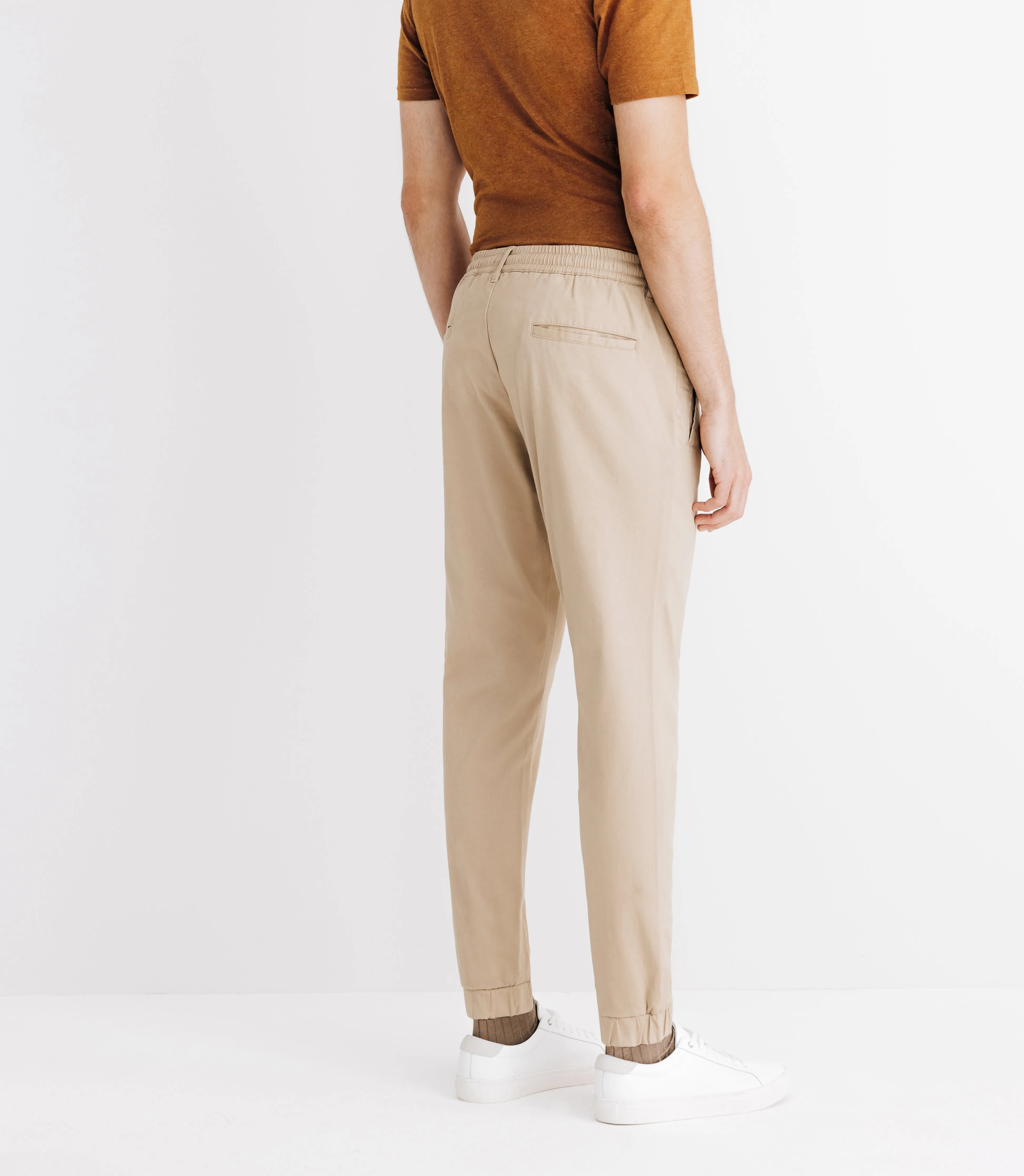 Pantalon chino élastique beige