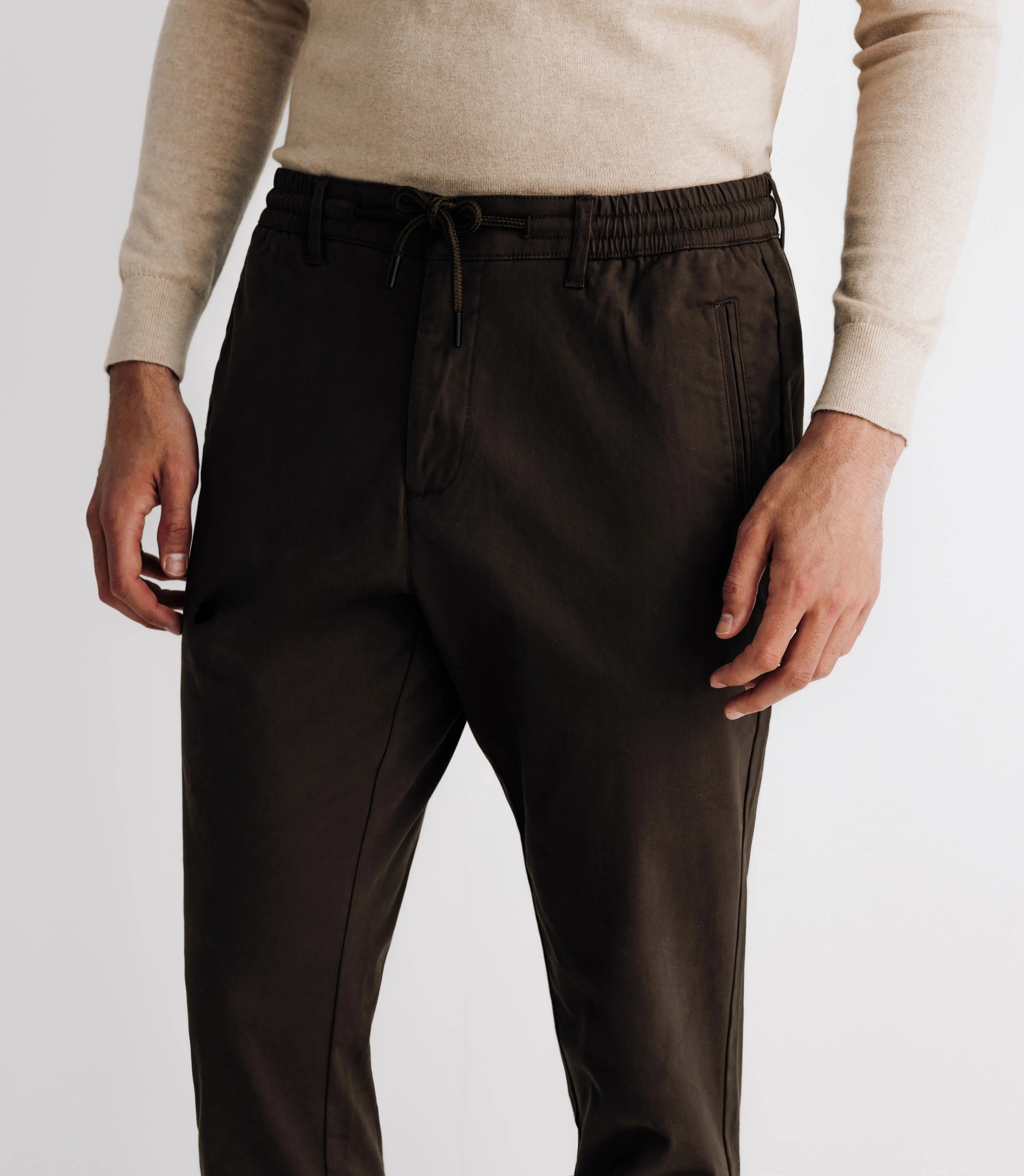 Pantalon chino élastique kaki