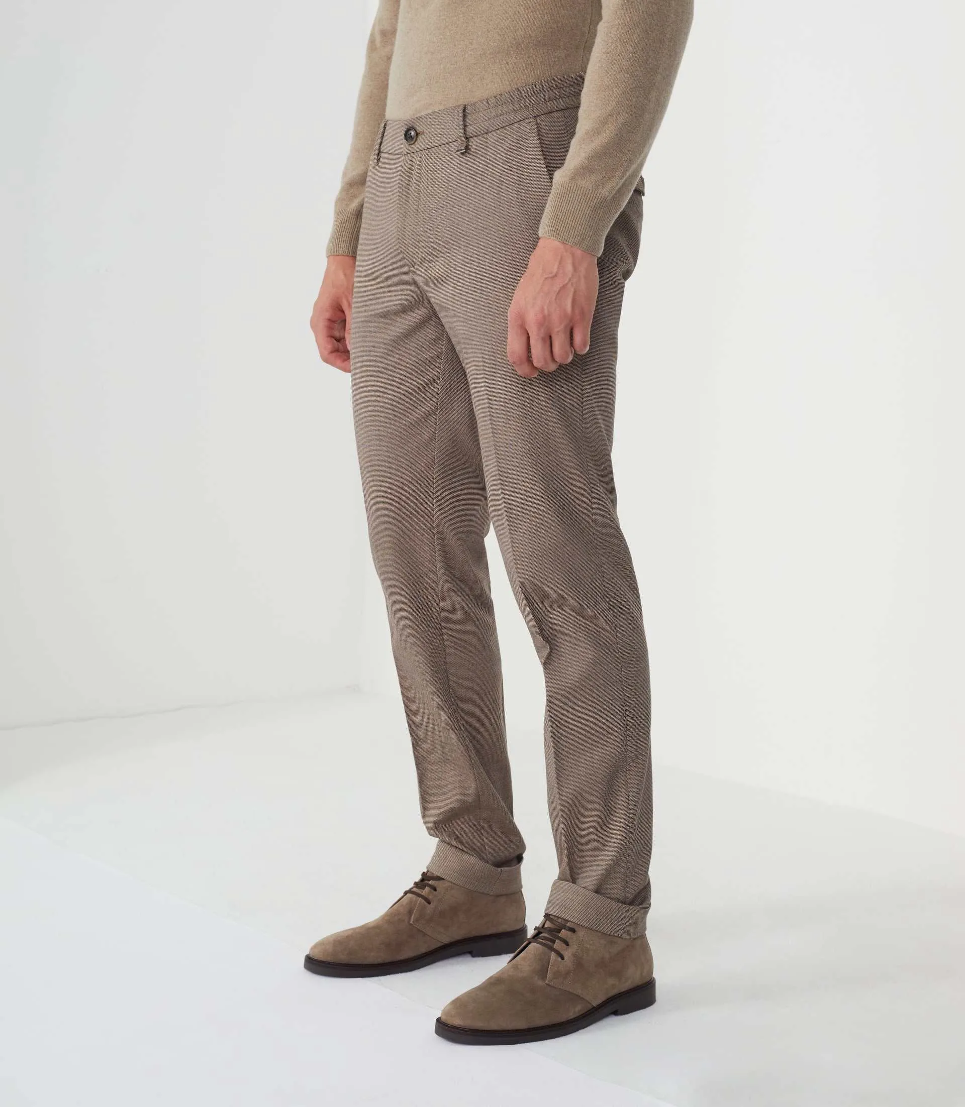 Pantalon slim chino taille élastique beige Magma