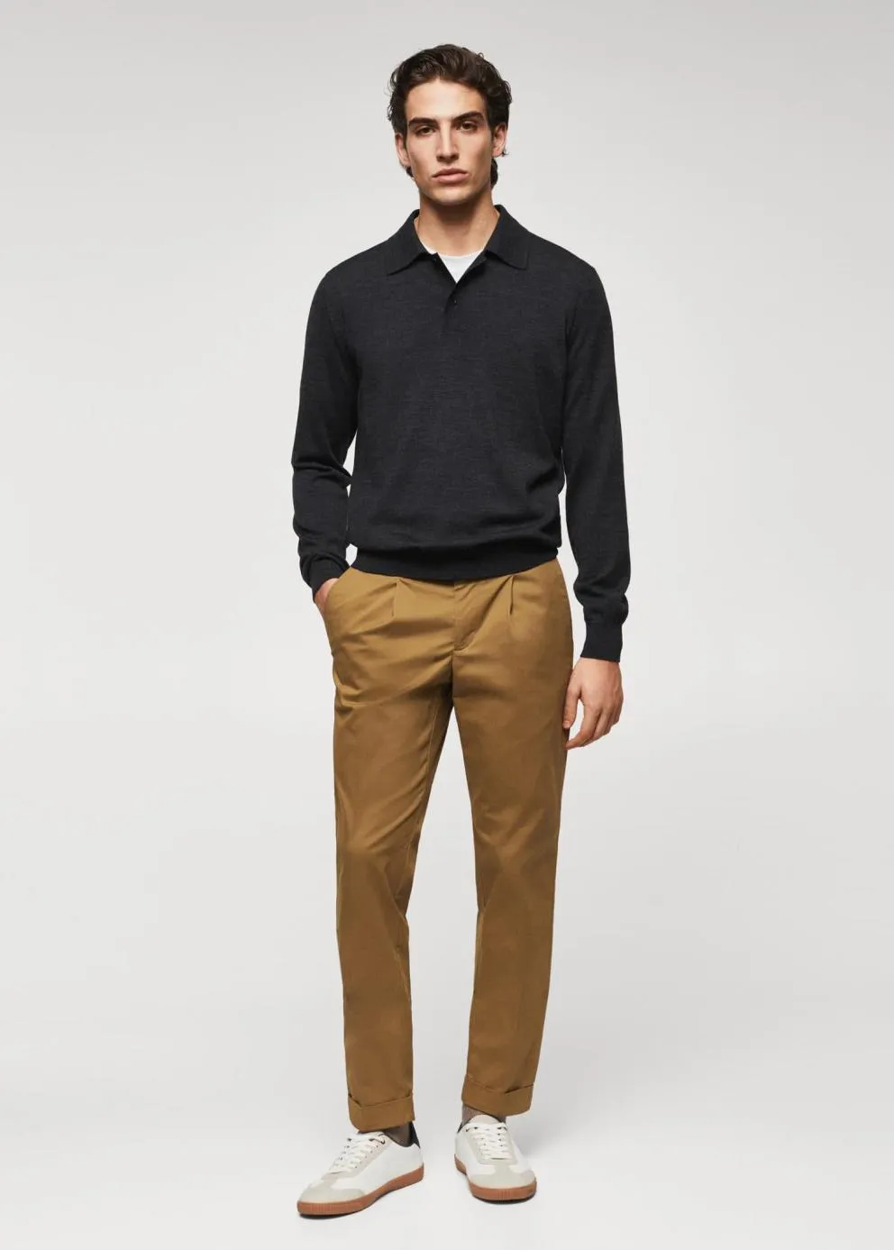 Pantalons | Homme MANGO Pantalon Chino Pinces Tabac