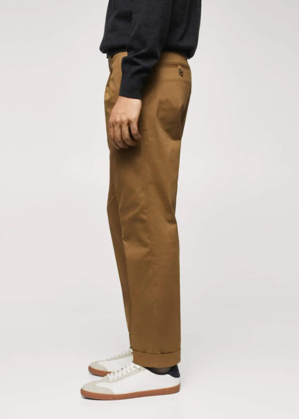 Pantalons | Homme MANGO Pantalon Chino Pinces Tabac