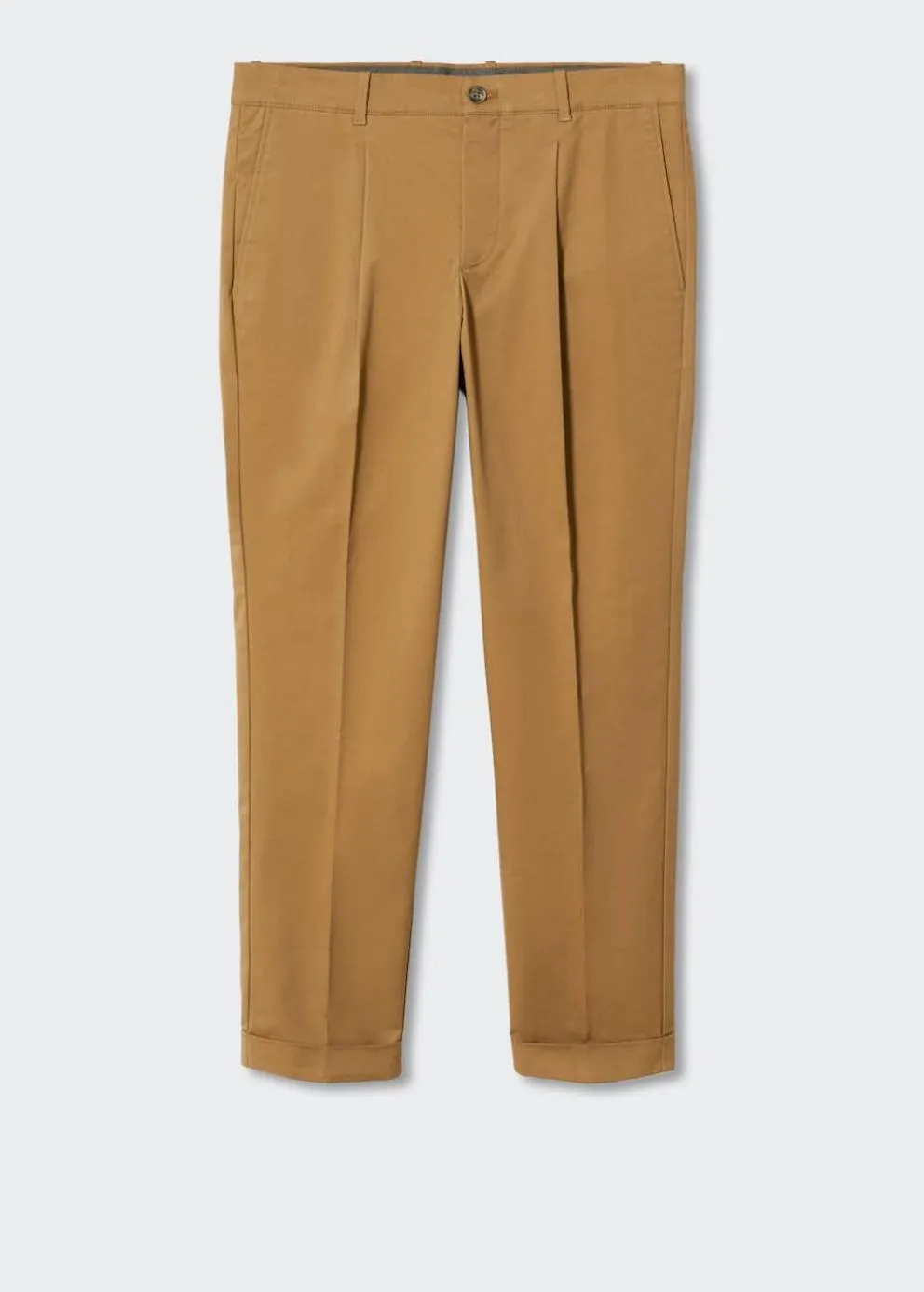 Pantalons | Homme MANGO Pantalon Chino Pinces Tabac