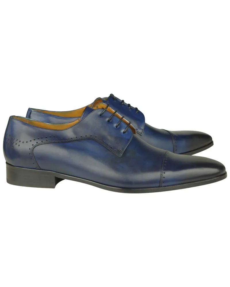 Paul Edwards Chaussures derby en cuir bout droit grande taille bleus - Size-factory