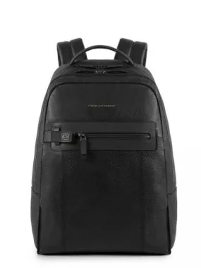 Piquadro Scott  Sac À Dos Pour Ordinateur Portable 15,6", En Cuir Noir - Achetez À Prix Outlet!