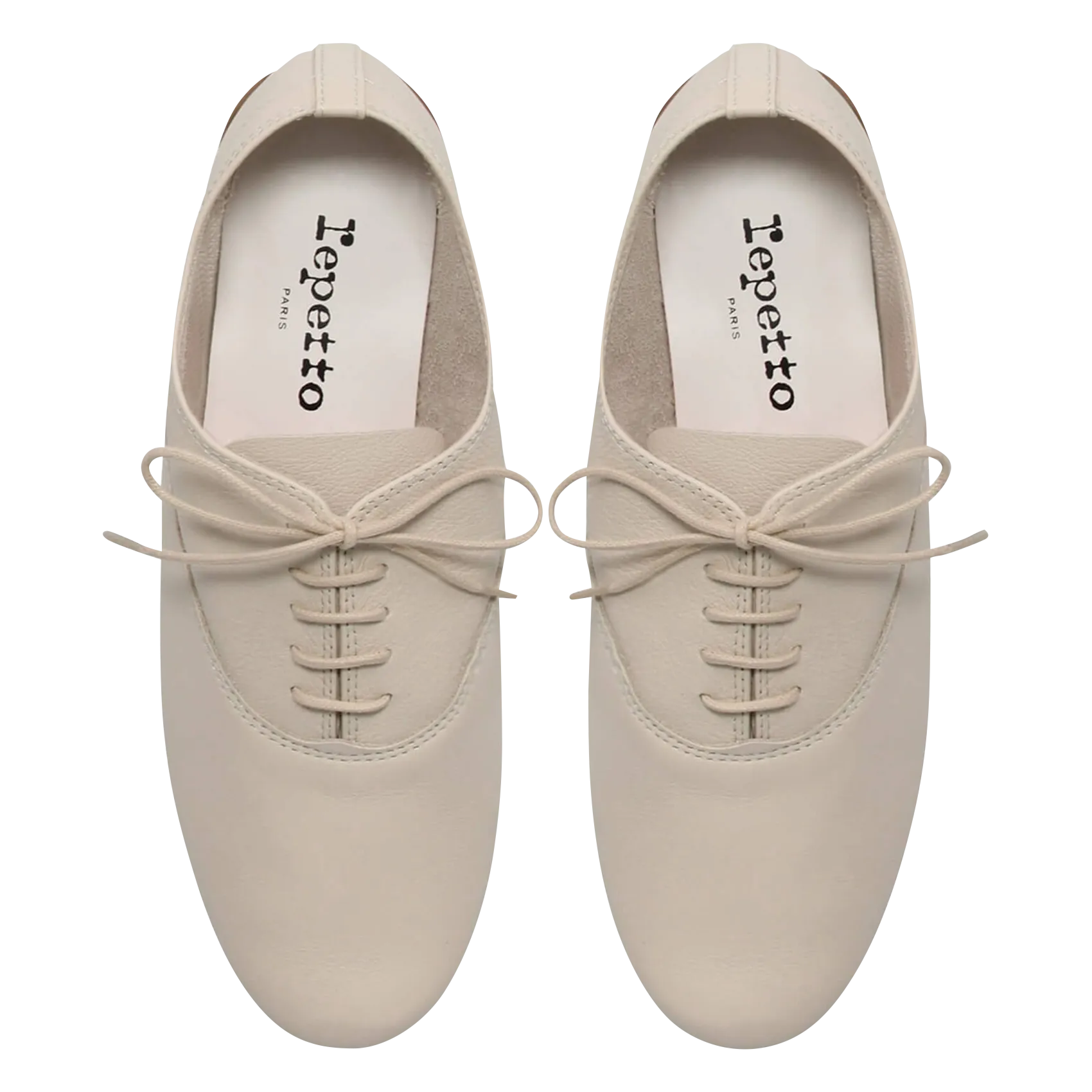 REPETTO  Derbies à petit talon en cuir zizi - Beige