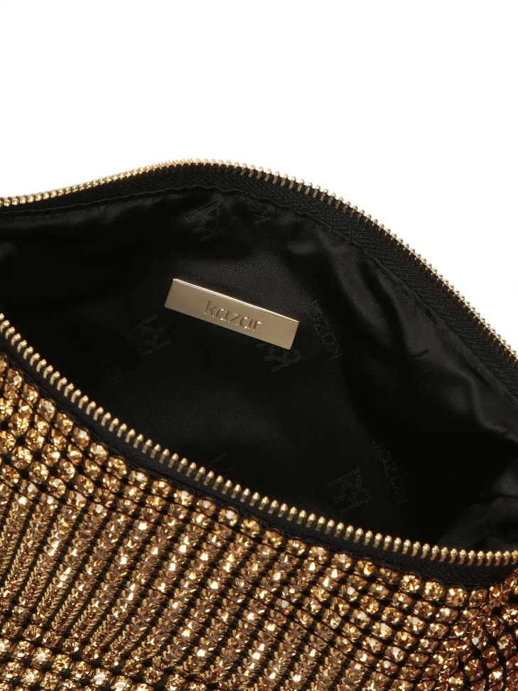 Sac brillant doré avec zirconium