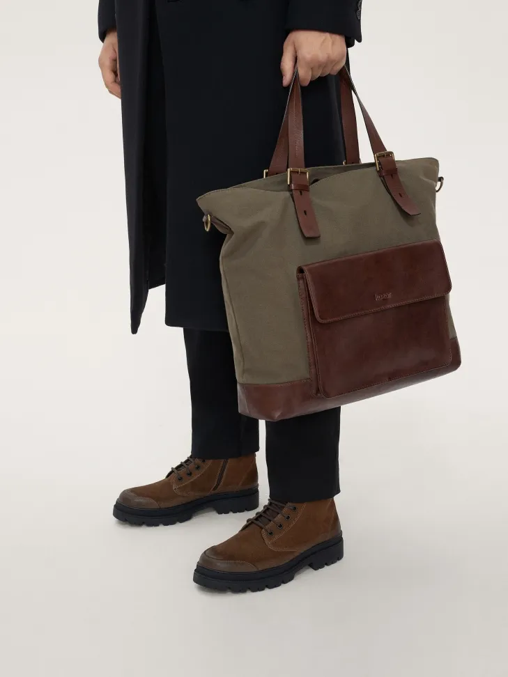 Sac pratique en tissu pour hommes de couleur taupe