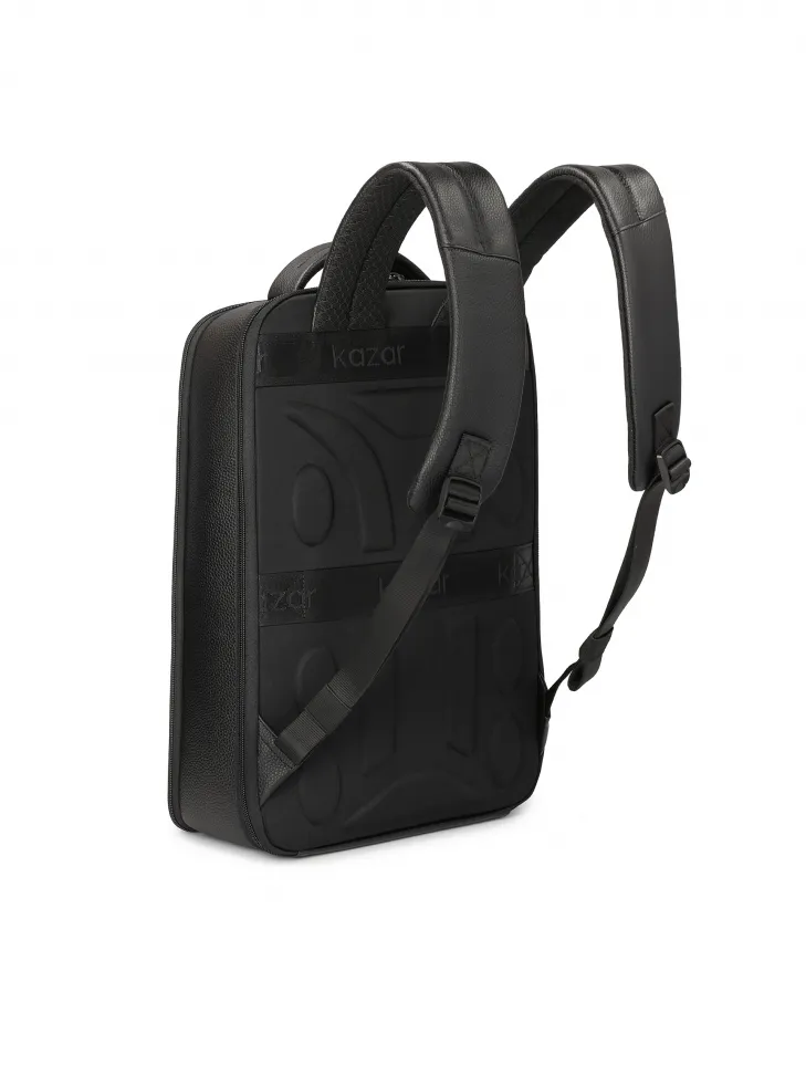 Sac à dos en cuir noir avec poche pour ordinateur portable