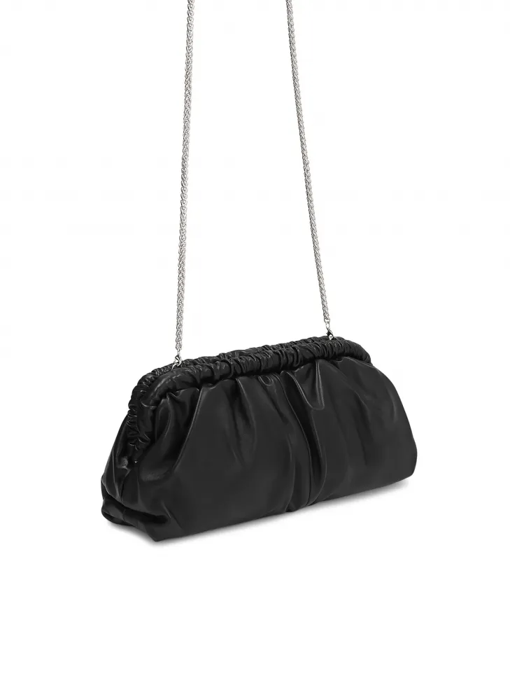 Sac à main en cuir noir avec effet de volume doux