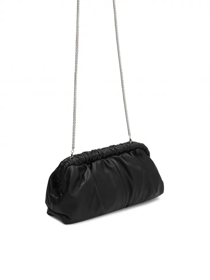 Sac à main en cuir noir avec effet de volume doux