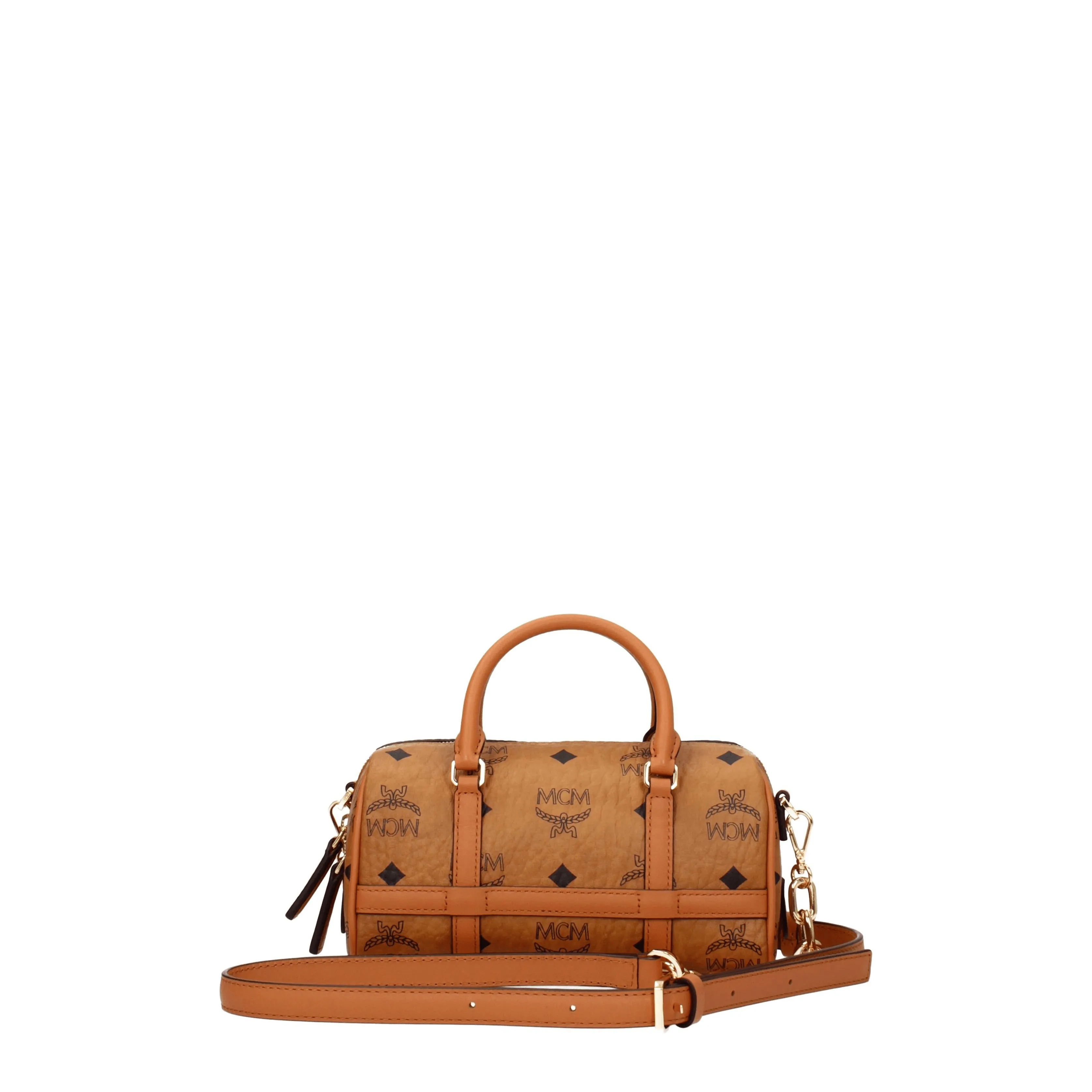 Sac à main mcm femmes en cuir marron / cognac