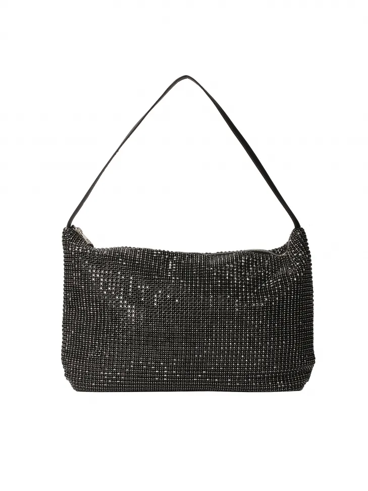 Sac à main noir orné de zircons