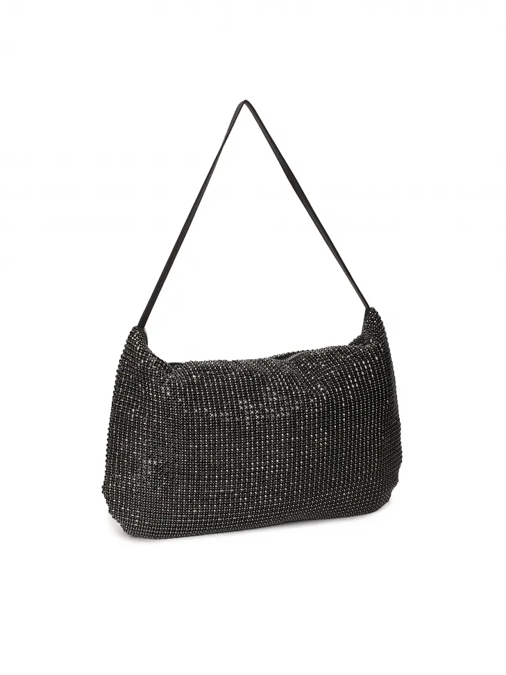 Sac à main noir orné de zircons