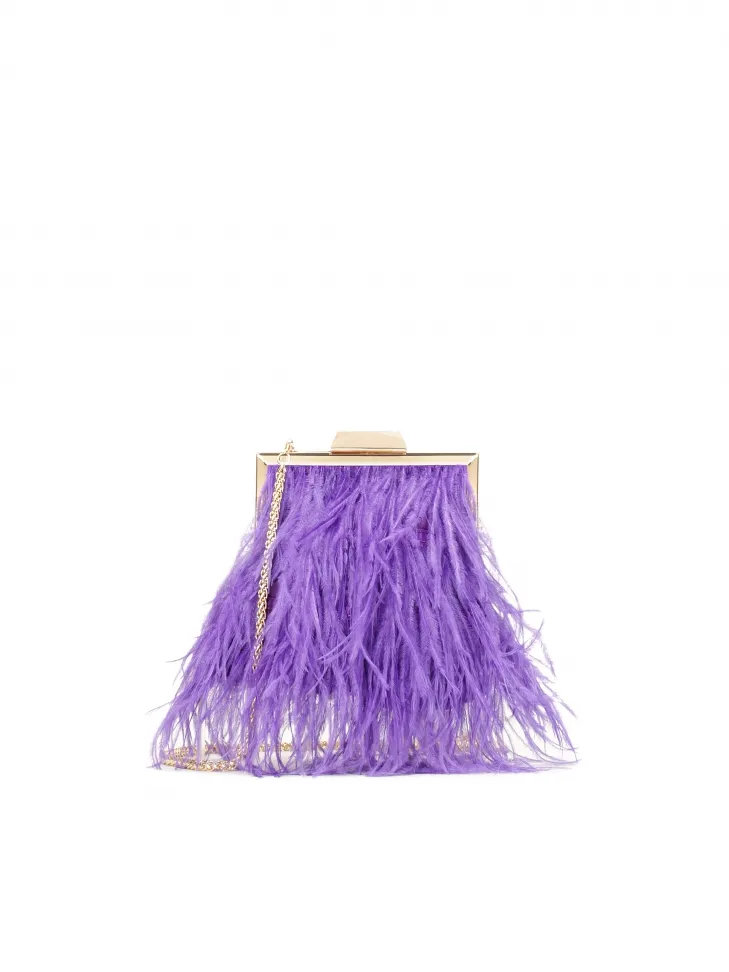 Sac à main violet avec plumes