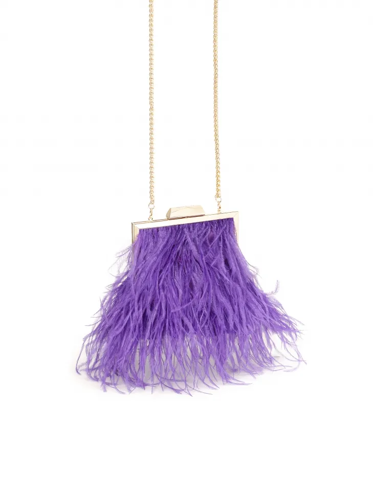 Sac à main violet avec plumes