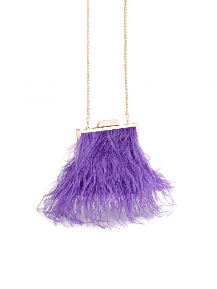 Sac à main violet avec plumes