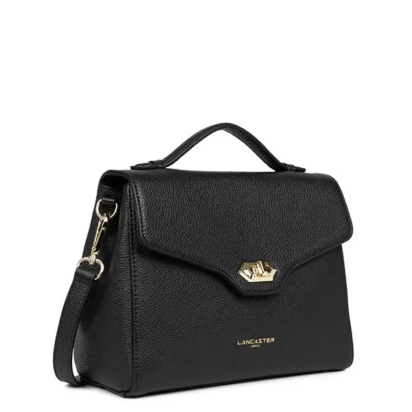 Sac à main à rabat foulonné Milano Noir | Lancaster | Gandy.fr