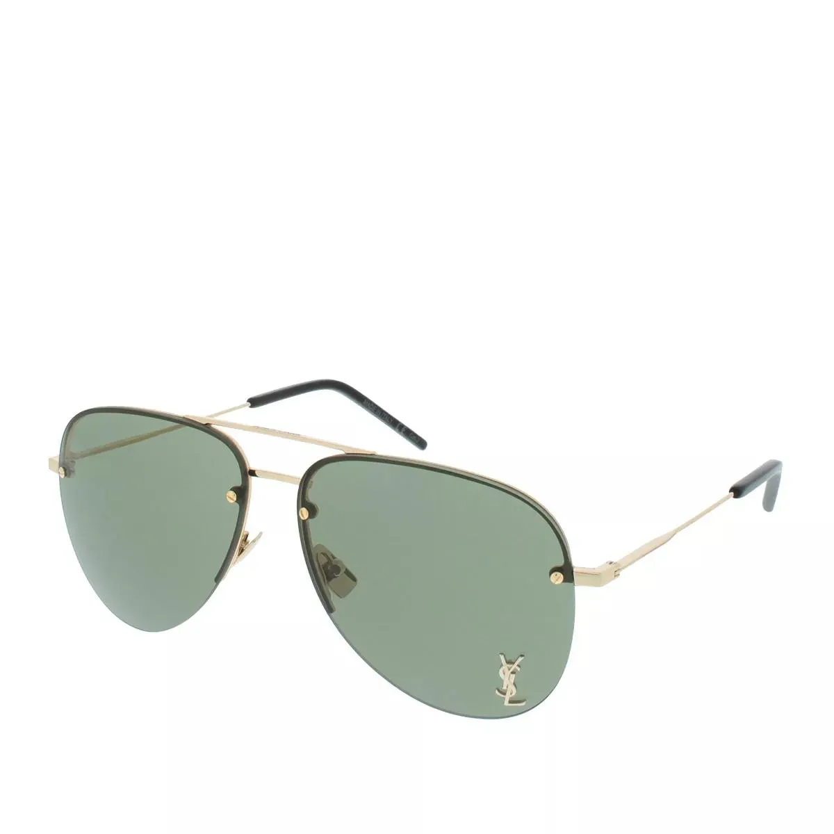 Saint Laurent Classic 11M Sunglasses Gold Bottle Green 59 13 140 003 | Lunettes de soleil