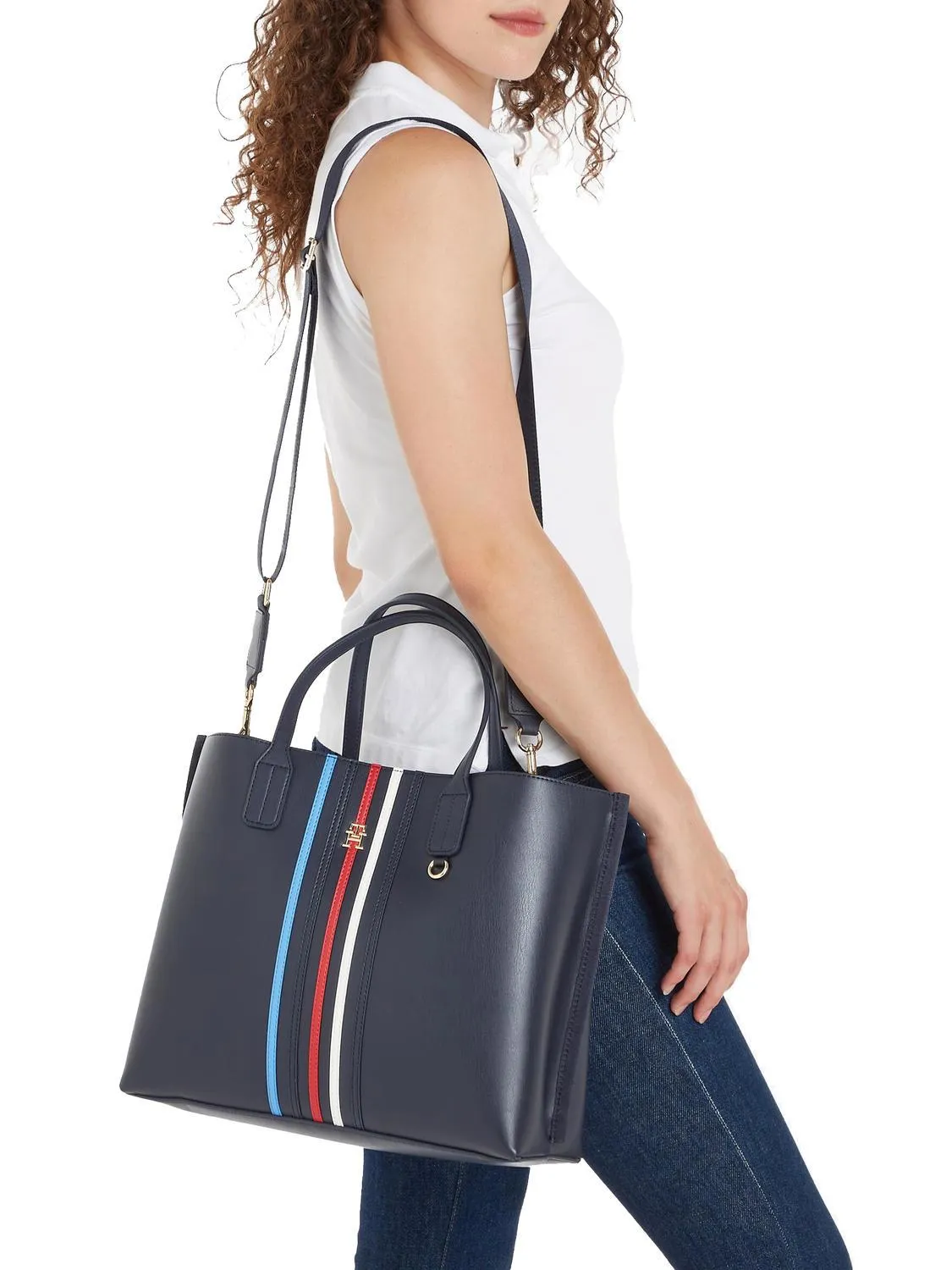 Tommy Hilfiger Iconic Tommy Sac À Main, Avec Bandoulière Bleu De L'espace - Achetez À Prix Outlet!