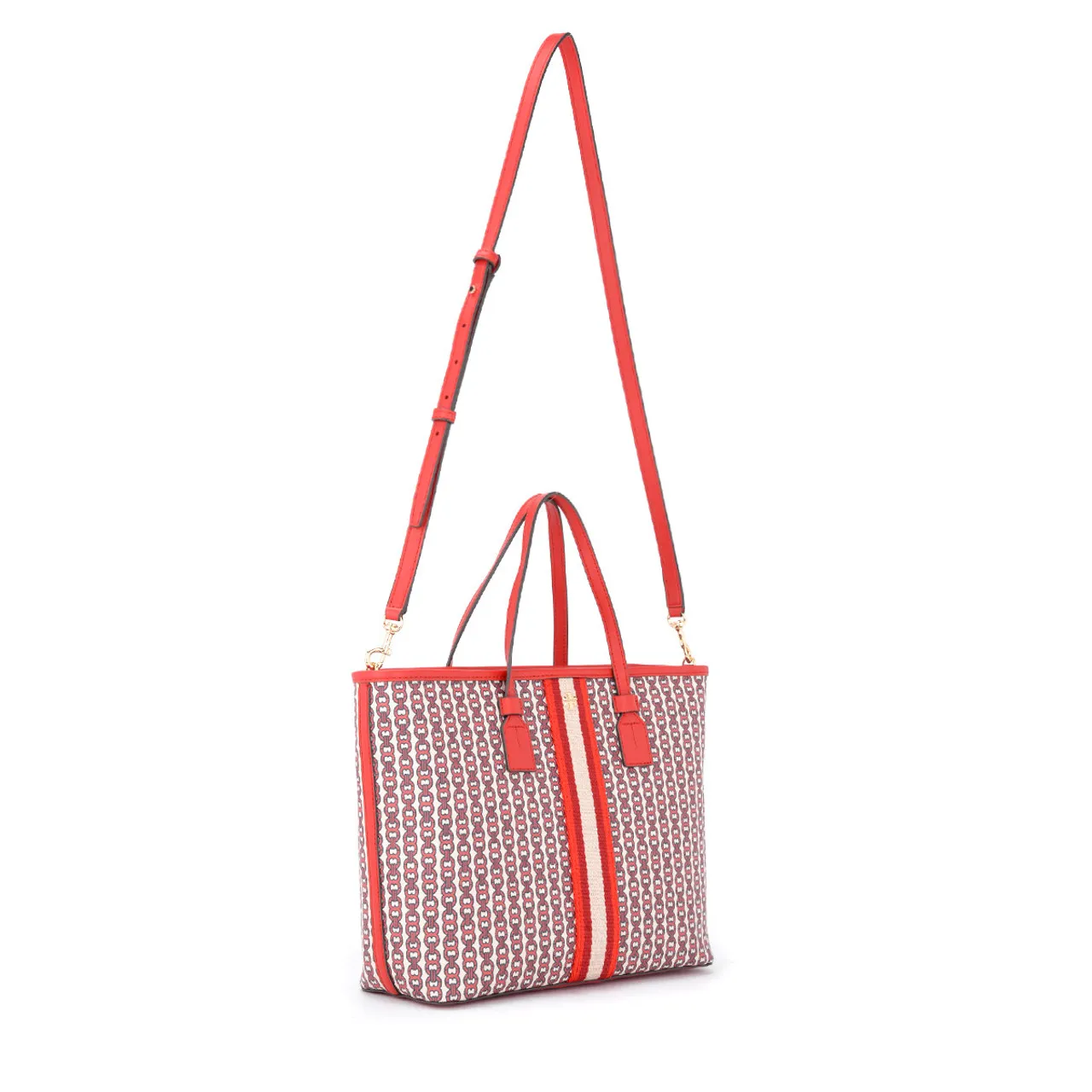 Tory Burch Sac Gemini Link en toile rouge multicolore avec impression de chaîne