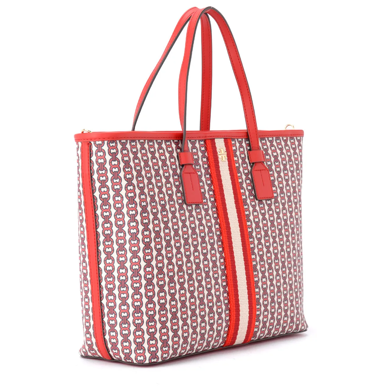 Tory Burch Sac Gemini Link en toile rouge multicolore avec impression de chaîne