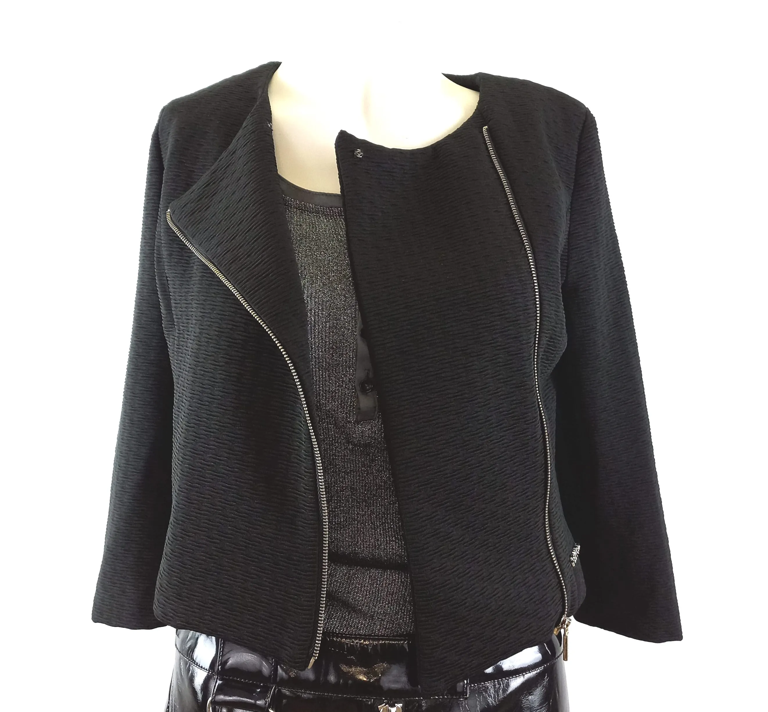 Veste courte style boléro, noire, manches 3/4 - Phard - T.XS