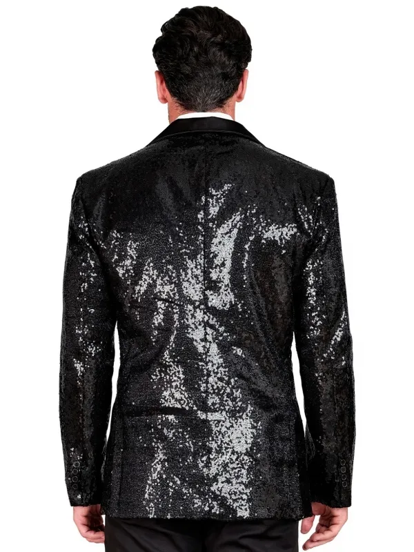 Veste de Soirée Pailletée Noire Homme du S au XXL