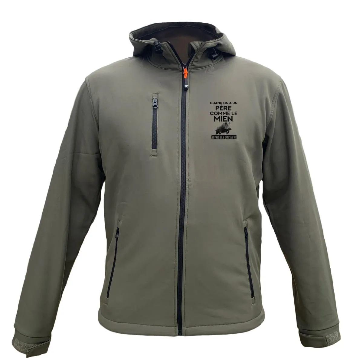 Veste softshell Sanglier Homme ou Femme avec/sans capuche – Quand on a un père comme le mien, on part bien dans la vie